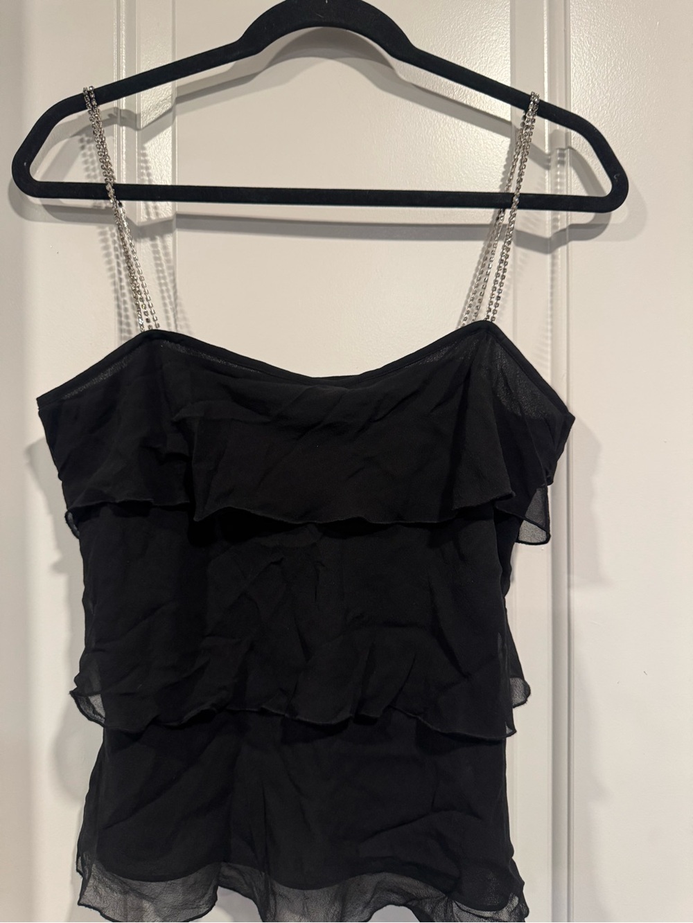 INC 100% Silk Top with Rhinestone Straps
